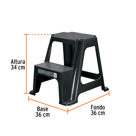 Taburete ligero de plástico, 2 peldaños | TABU-2L | 103020