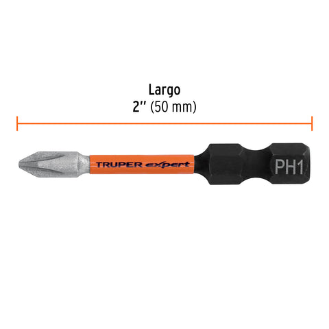 Estuche con 5 puntas de cruz PH1 de impacto largo 2' | PUDE-1201I | 103023