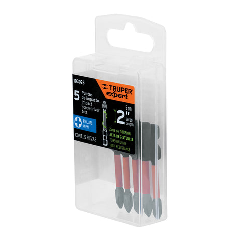 Estuche con 5 puntas de cruz PH1 de impacto largo 2' | PUDE-1201I | 103023