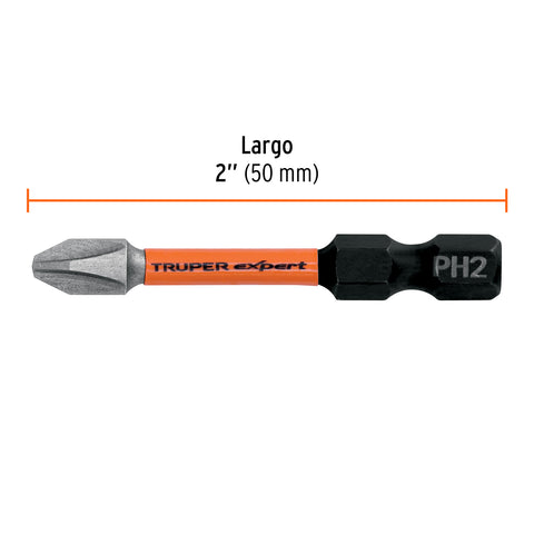 Estuche con 15 puntas de cruz PH2 de impacto largo 2' | PUDE-1202-15I | 103024