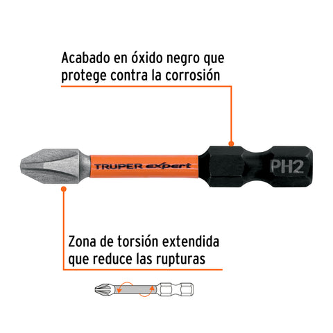 Estuche con 15 puntas de cruz PH2 de impacto largo 2' | PUDE-1202-15I | 103024