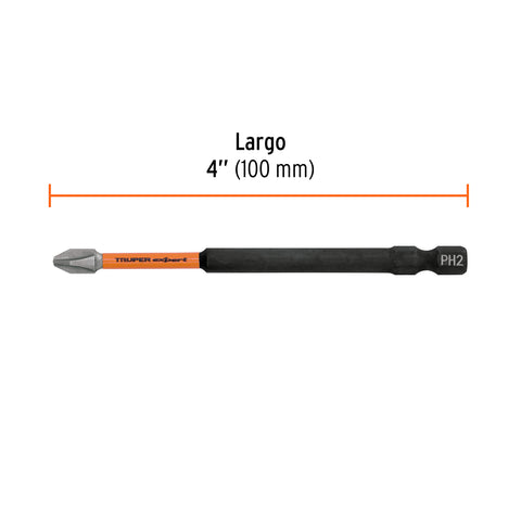 Estuche con 5 puntas de cruz PH2 de impacto largo 4' | PUDE-1402I | 103026