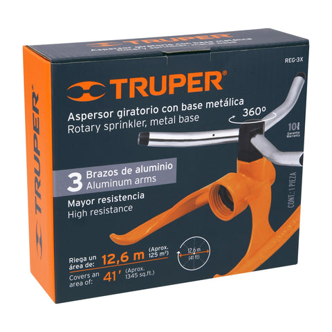 Aspersor b/metálica giratorio 3 brazos de aluminio, TRUPER | REG-3X | 10303