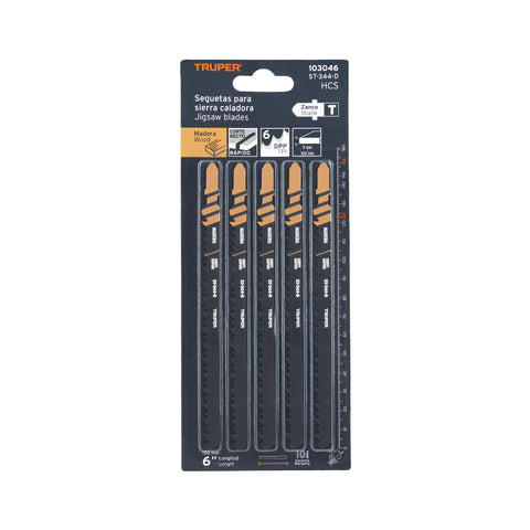 Blíster 5 seguetas T, 6 DPP HCS, corte recto rápido/madera | ST-344-D | 103046