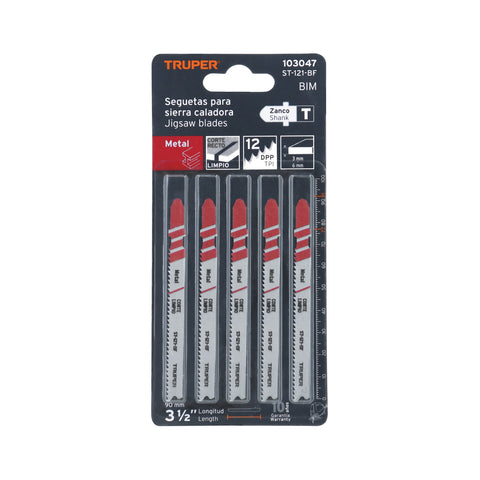 Blíster 5 seguetas T, 12 DPP BIM, corte recto rápido/metal | ST-121-BF | 103047