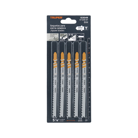 Blíster 5 seguetas T, 5-10 DPP BIM, corte recto uso general | ST-345-XF | 103049