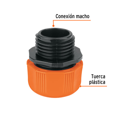 Conector 1/2' macho de ABS con tuerca de ajuste manual | CM-1/2T | 103060