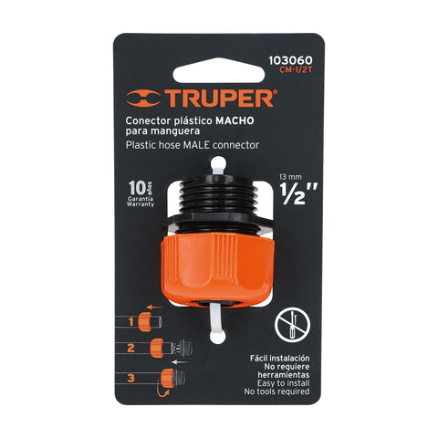 Conector 1/2' macho de ABS con tuerca de ajuste manual | CM-1/2T | 103060