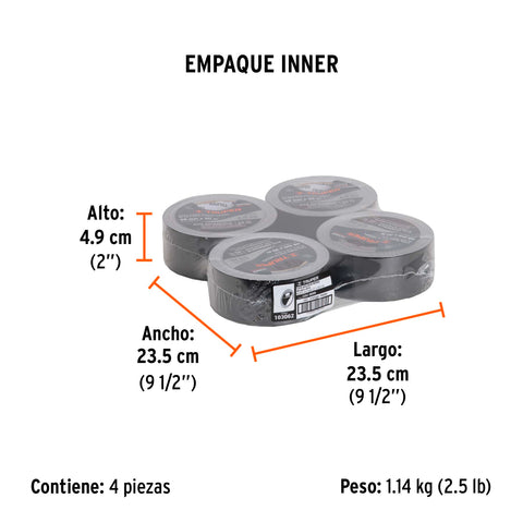 Cinta negra para ducto 30m x 48mm, espesor 0.19mm, Truper | CDU-30XN | 103062
