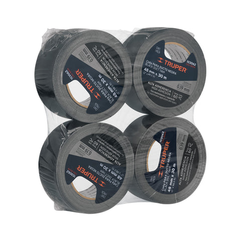 Cinta negra para ducto 30m x 48mm, espesor 0.19mm, Truper | CDU-30XN | 103062