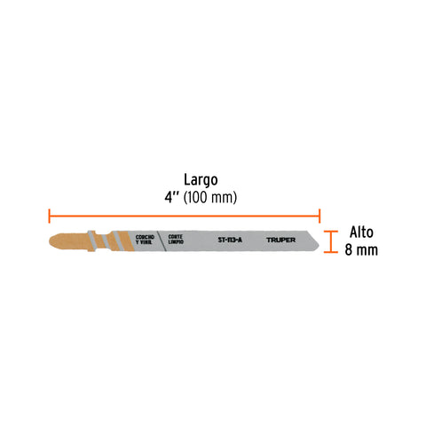 Blíster 5 seguetas T, cuchilla HCS, para material suave | ST-113-A | 103070