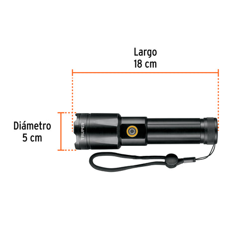 Linterna LED recargable, de aluminio, 1,200 lm, TRUPER | LIRA-1200 | 103100