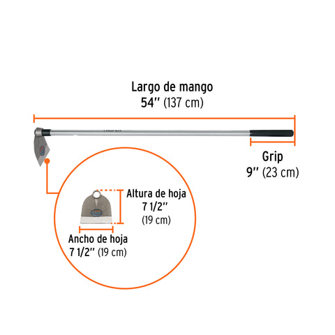 Azadón Lane No. 1 de 1.8 lb, mango de acero 54', TRUPER | AL-1S | 103105