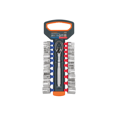 Juego de dados mm y std con matraca, cuadro 3/8', Truper | JD-3/8X21MP | 103109
