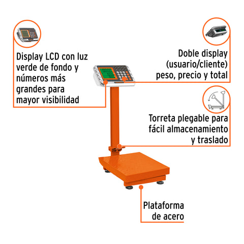 Báscula electrónica de plataforma p/mostrador, 80 kg, Truper | BAS-80PLA | 103112
