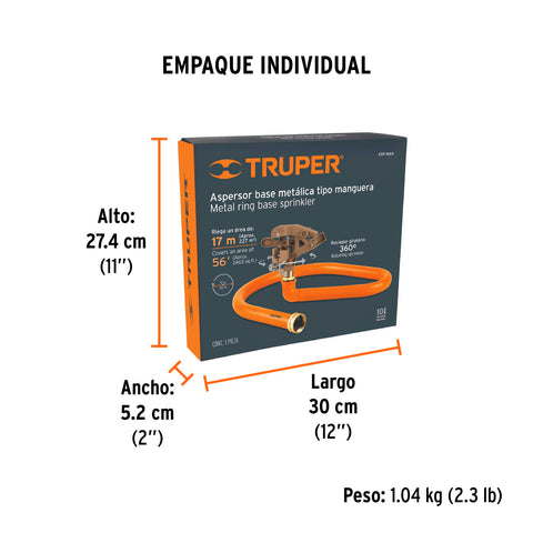 Aspersor base metálica, tipo manguera, TRUPER | ASP-MAN | 10312