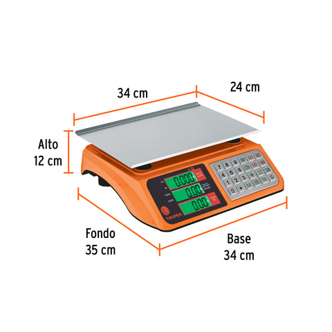 Báscula electrónica multifunciones 40 kg USB, Truper | BASE-40U | 103131