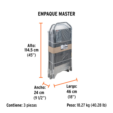 Escalera tubular, plegable, 3 peldaños, Truper | ESTU-3 | 103143
