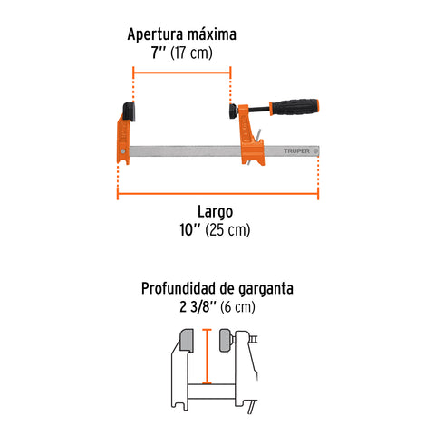 Prensa rápida tipo 'F' 6', uso ligero, Truper | PRF-6 | 103166