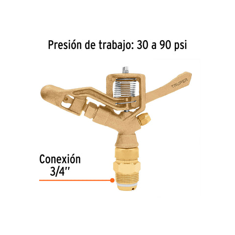 Aspersor agrícola de 3/4' fundido en latón, TRUPER | ASP-3/4BR | 10316