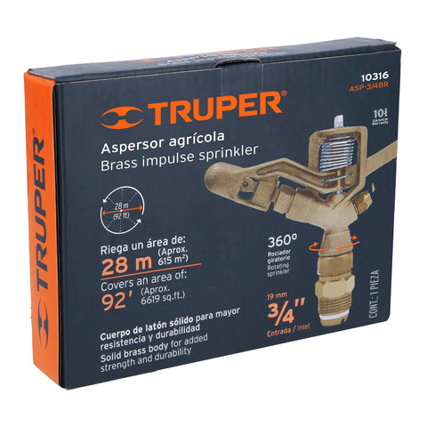 Aspersor agrícola de 3/4' fundido en latón, TRUPER | ASP-3/4BR | 10316