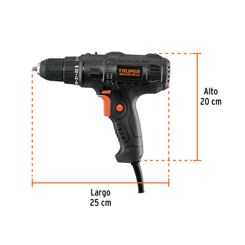 Taladro atornillador 3/8', 400W, TRUPER INDUSTRIAL | TALA-3/8N | 103170