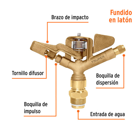 Aspersor agrícola de 1' fundido en latón, TRUPER | ASP-1BR | 10317