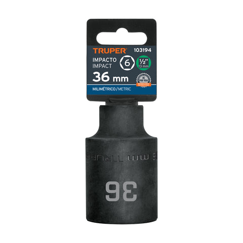 Dado largo impacto de 36 mm, 6 puntas, cuadro 1/2', Truper | D-7336-ML | 103194