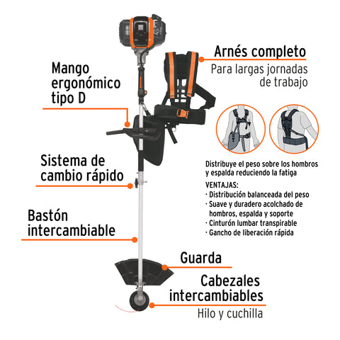 Desbrozadora multifuncional 4 en 1, a gasolina 45 cc, Truper | DES-45M | 103205