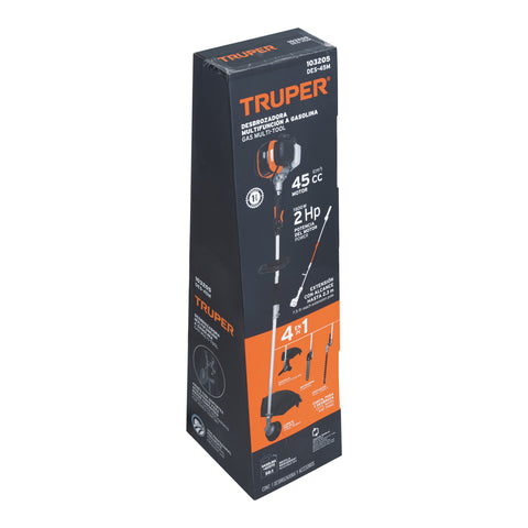 Desbrozadora multifuncional 4 en 1, a gasolina 45 cc, Truper | DES-45M | 103205