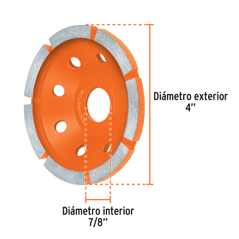 Copa de diamante 1 hilera 4' x 7/8', TRUPER | CDT-2171 | 103210