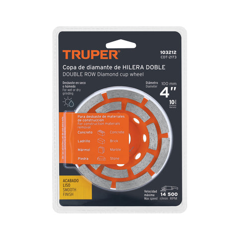 Copa de diamante doble hilera 4' x 7/8', TRUPER | CDT-2173 | 103212