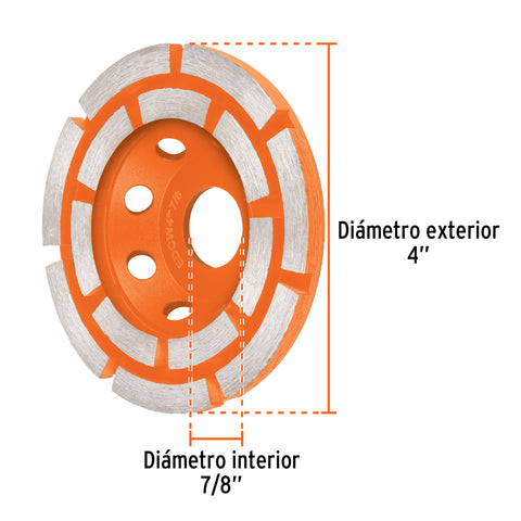 Copa de diamante doble hilera 4' x 7/8', TRUPER | CDT-2173 | 103212