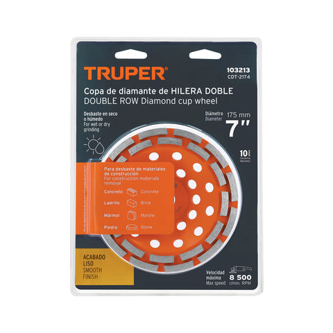 Copa de diamante doble hilera 7' x 7/8', TRUPER | CDT-2174 | 103213