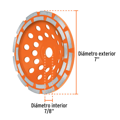 Copa de diamante doble hilera 7' x 7/8', TRUPER | CDT-2174 | 103213