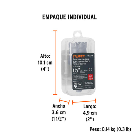 Brocasierra de carburo de tungsteno, 1-1/8', Truper | BSC-1-1/8 | 103215
