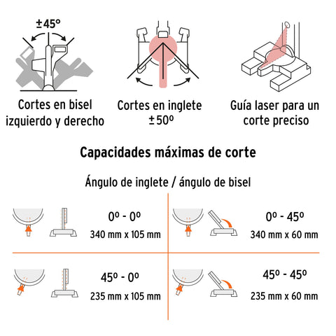 Sierra de inglete 12', 2000W telescópica compuesta, TRUPER | SINCO-12 | 103235