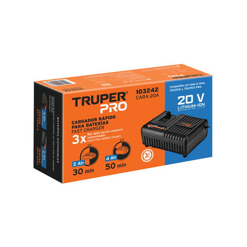 Cargador rápido de baterías de ion litio 20V, TRUPER PRO | CARA-20A | 103242