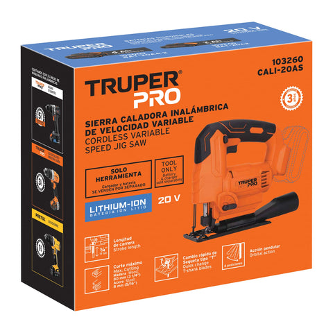 Sierra caladora 20V, sin accesorios, TRUPER PRO | CALI-20AS | 103260
