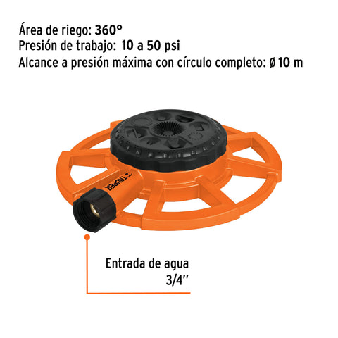 Aspersor base metálica, con 8 funciones, TRUPER | ASP-8 | 10328