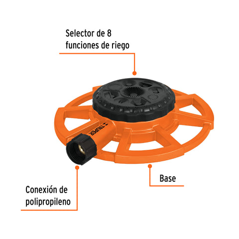 Aspersor base metálica, con 8 funciones, TRUPER | ASP-8 | 10328