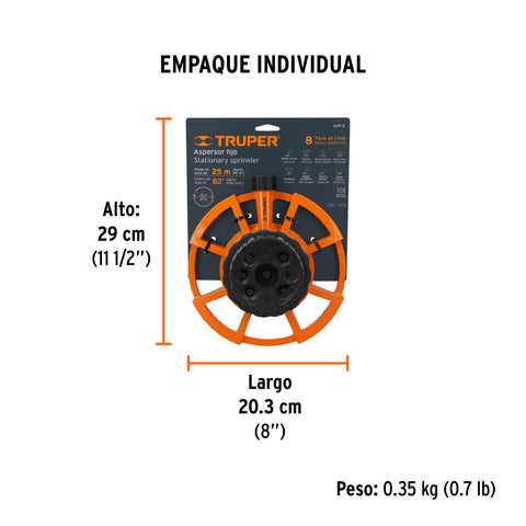 Aspersor base metálica, con 8 funciones, TRUPER | ASP-8 | 10328