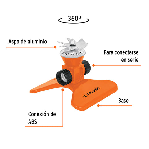 Aspersor base metálica, con aspas de aluminio, TRUPER | ASP-50 | 10329