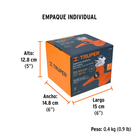 Aspersor base metálica, con aspas de aluminio, TRUPER | ASP-50 | 10329
