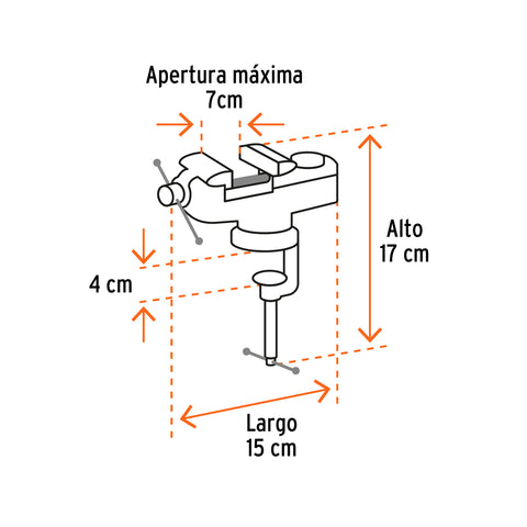 Tornillo de banco 2.5' para joyero, Truper | TJ-25 | 103319