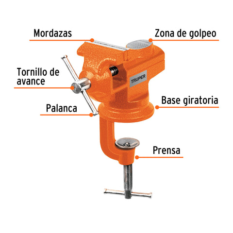 Tornillo de banco 2.5' para joyero, Truper | TJ-25 | 103319