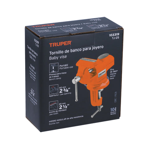 Tornillo de banco 2.5' para joyero, Truper | TJ-25 | 103319
