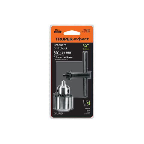 Broquero 1/4' con llave, cuerpo estriado, TRUPER EXPERT | BRO-1/4X | 103359