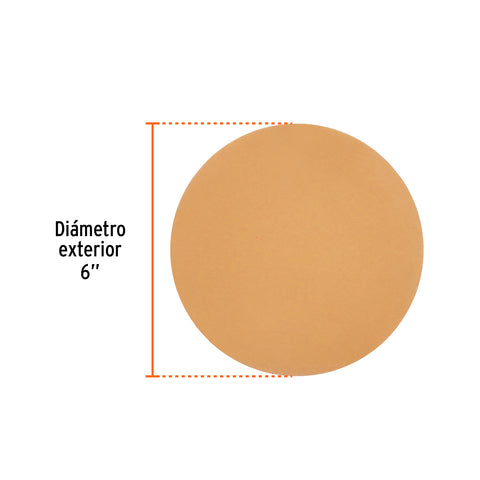 Paquete c/5 discos de lija 6' grano 400, ciegos | DIRO-0640 | 103417