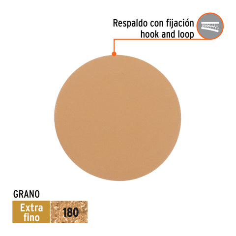 Paquete con 5 discos de lija 5' grano 180, ciegos, TRUPER | DIRO-0518 | 103426
